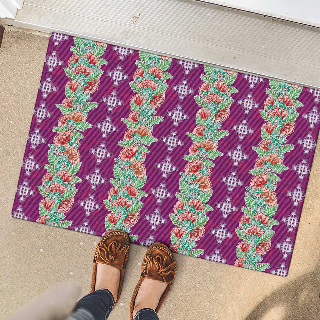 Hawaii Ohia Lehua Rubber Doormat Tropical Vibes Fuchsia