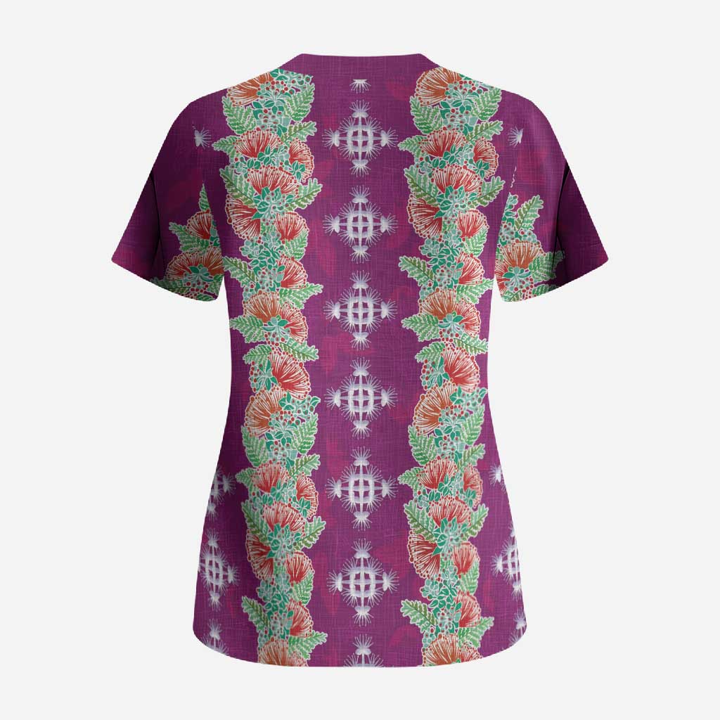 Hawaii Ohia Lehua Scrub Top Tropical Vibes Fuchsia