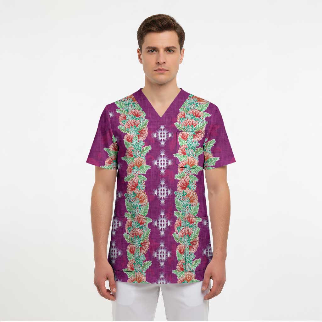 Hawaii Ohia Lehua Scrub Top Tropical Vibes Fuchsia