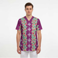 Hawaii Ohia Lehua Scrub Top Tropical Vibes Fuchsia