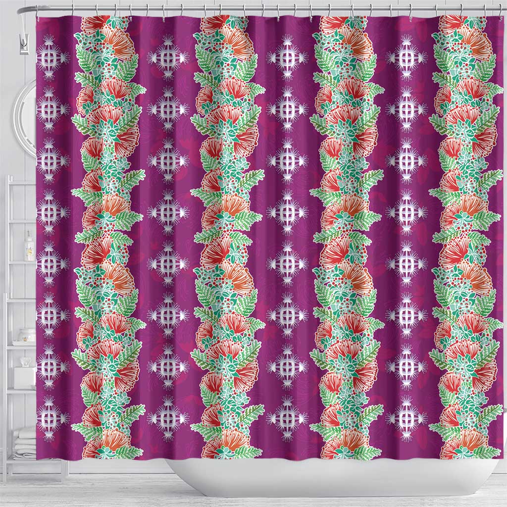 Hawaii Ohia Lehua Shower Curtain Tropical Vibes Fuchsia