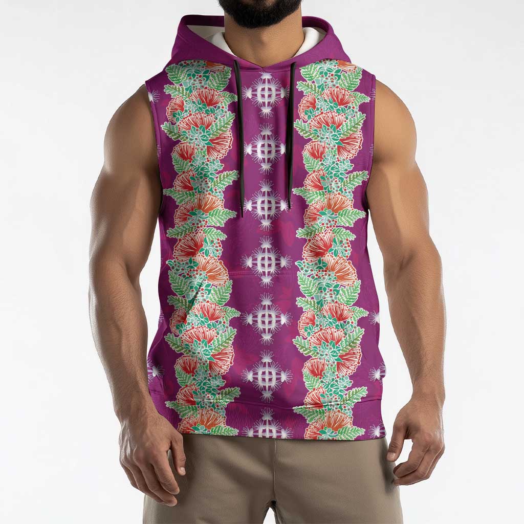 Hawaii Ohia Lehua Sleeveless Hoodie Tropical Vibes Fuchsia