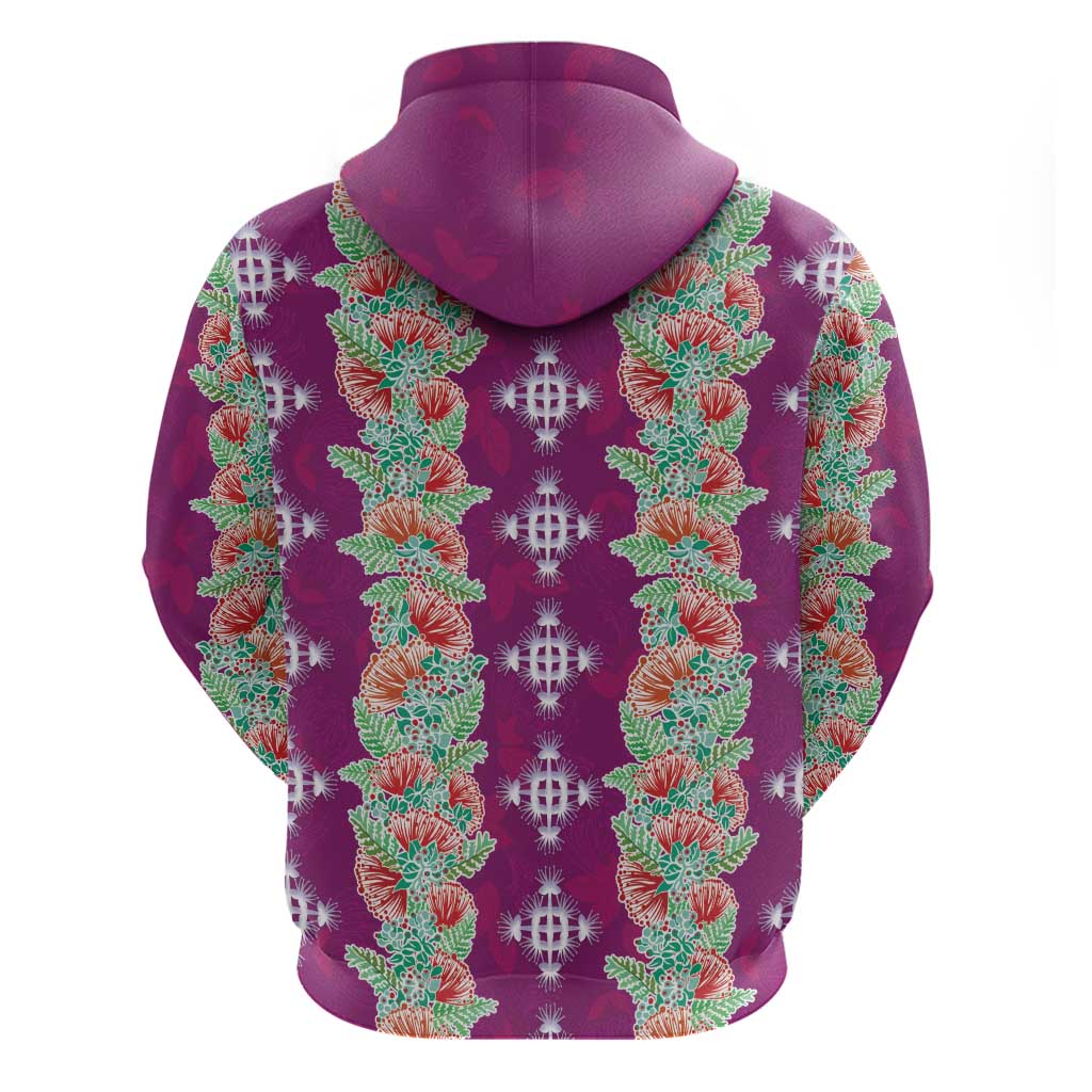 Hawaii Ohia Lehua Zip Hoodie Tropical Vibes Fuchsia