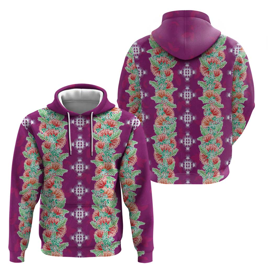 Hawaii Ohia Lehua Zip Hoodie Tropical Vibes Fuchsia