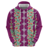 Hawaii Ohia Lehua Zip Hoodie Tropical Vibes Fuchsia
