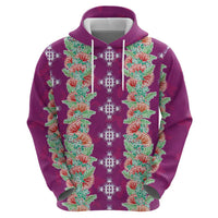 Hawaii Ohia Lehua Zip Hoodie Tropical Vibes Fuchsia