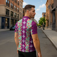 Hawaii Ohia Lehua Zipper Polo Shirt Tropical Vibes Fuchsia