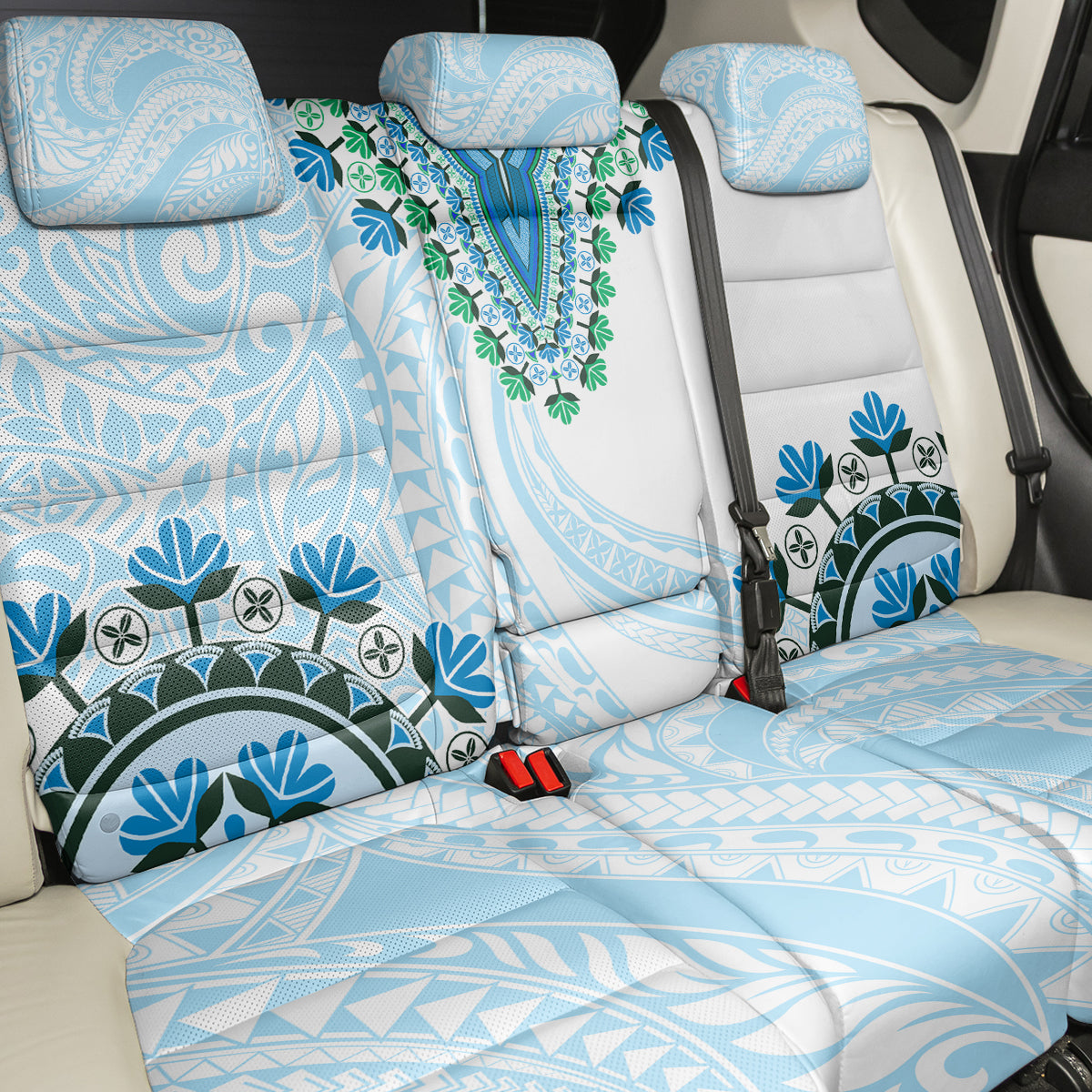 Africa Dashiki Back Car Seat Cover With Polynesian Pattern Blue Version LT05 - Polynesian Pride