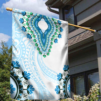 Africa Dashiki Garden Flag With Polynesian Pattern Blue Version