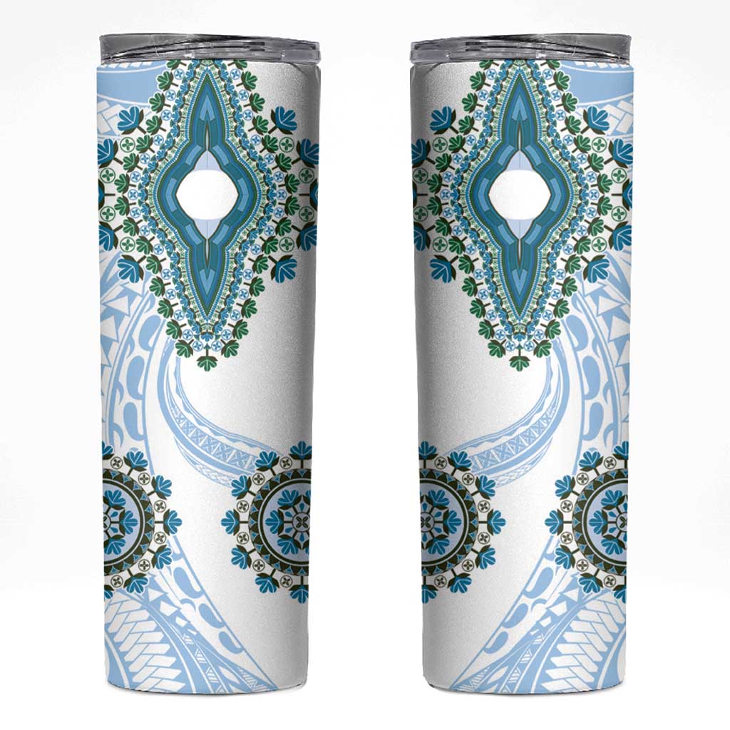 Africa Dashiki Skinny Tumbler With Polynesian Pattern Blue Version LT05 Blue - Polynesian Pride