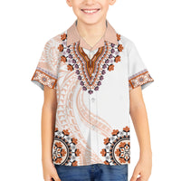 Africa Dashiki Family Matching Off Shoulder Maxi Dress and Hawaiian Shirt With Polynesian Pattern Beige Version LT05 Son's Shirt Beige - Polynesian Pride