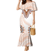 Africa Dashiki Mermaid Dress With Polynesian Pattern Beige Version LT05 Women Beige - Polynesian Pride