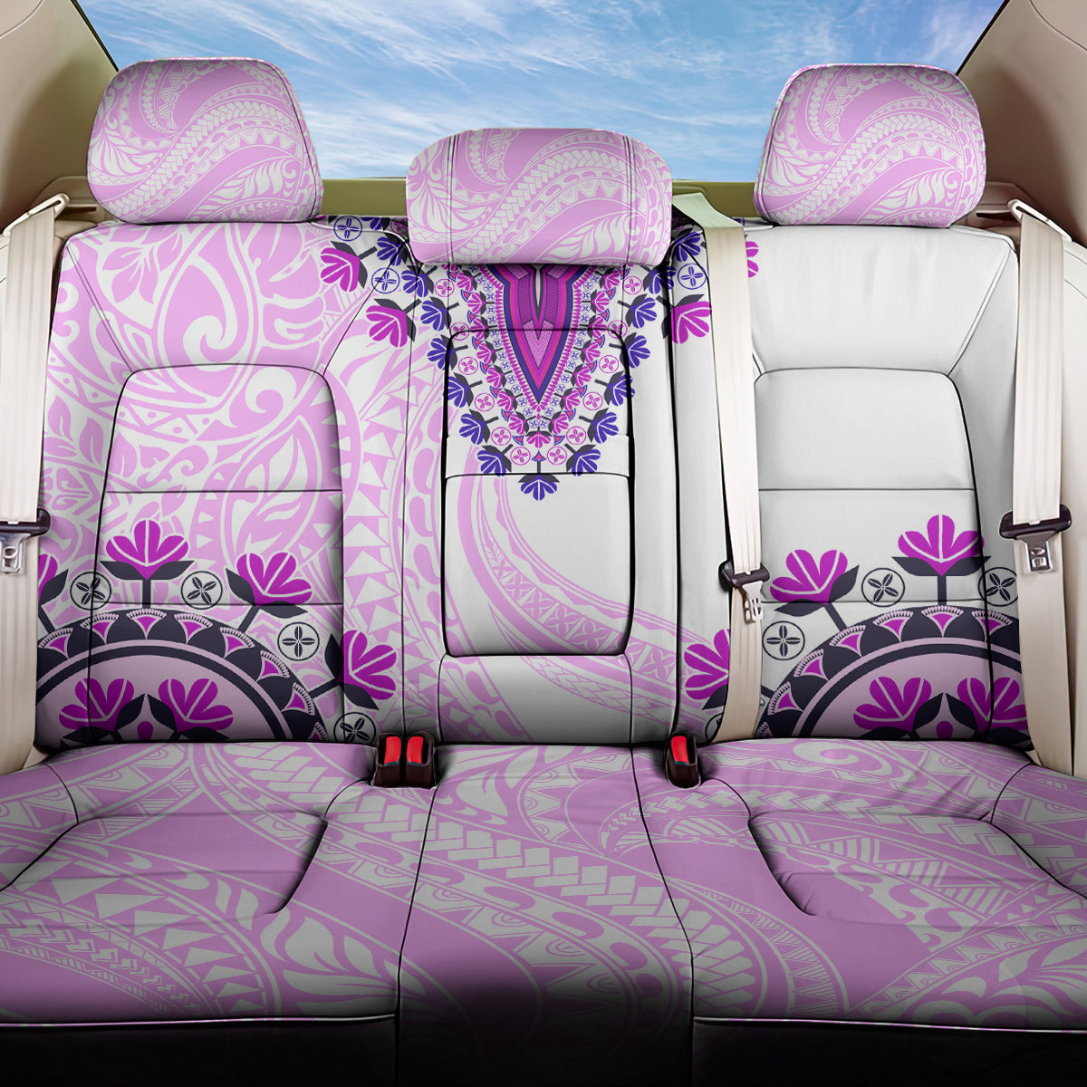 Africa Dashiki Back Car Seat Cover With Polynesian Pattern Pink Version LT05 One Size Pink - Polynesian Pride