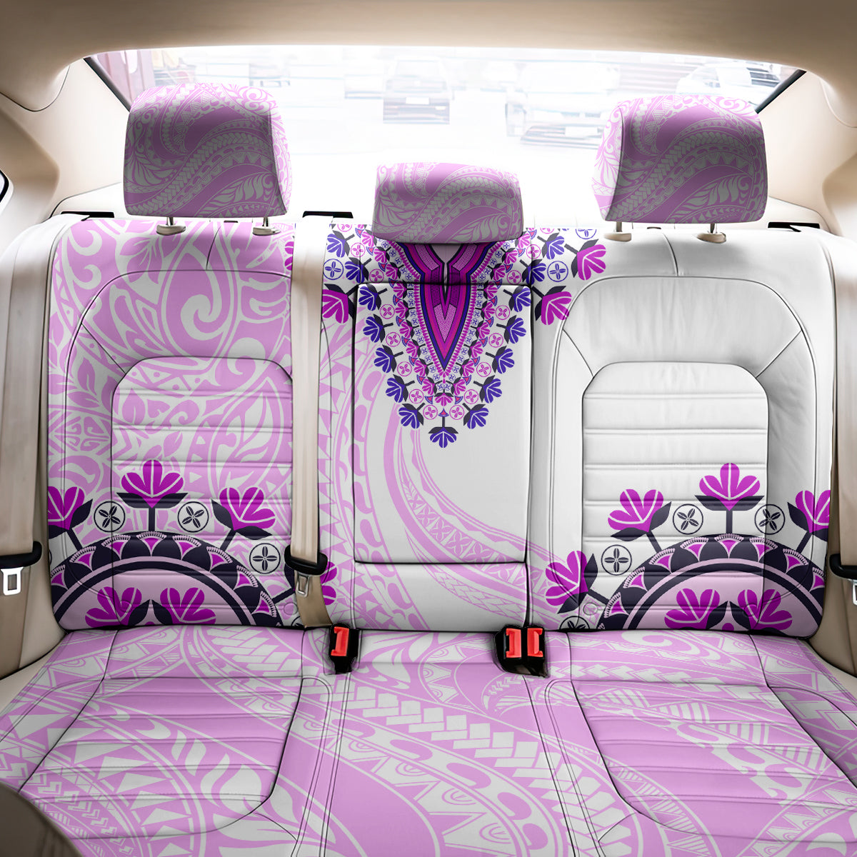 Africa Dashiki Back Car Seat Cover With Polynesian Pattern Pink Version LT05 - Polynesian Pride