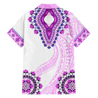 Africa Dashiki Family Matching Long Sleeve Bodycon Dress and Hawaiian Shirt With Polynesian Pattern Pink Version LT05 - Polynesian Pride