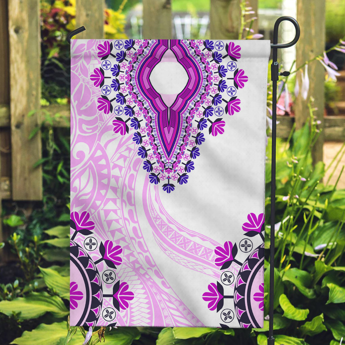 Africa Dashiki Garden Flag With Polynesian Pattern Pink Version LT05 Garden Flag Pink - Polynesian Pride