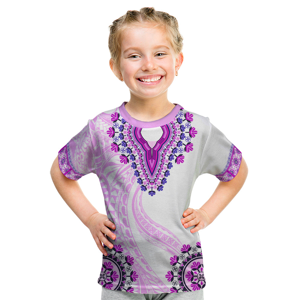 Africa Dashiki Kid T Shirt With Polynesian Pattern Pink Version LT05 Pink - Polynesian Pride