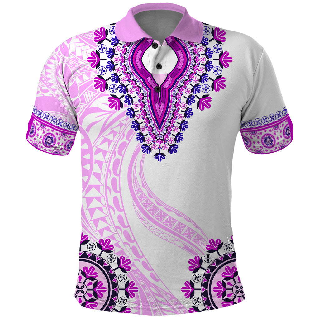 Africa Dashiki Polo Shirt With Polynesian Pattern Pink Version LT05 Pink - Polynesian Pride