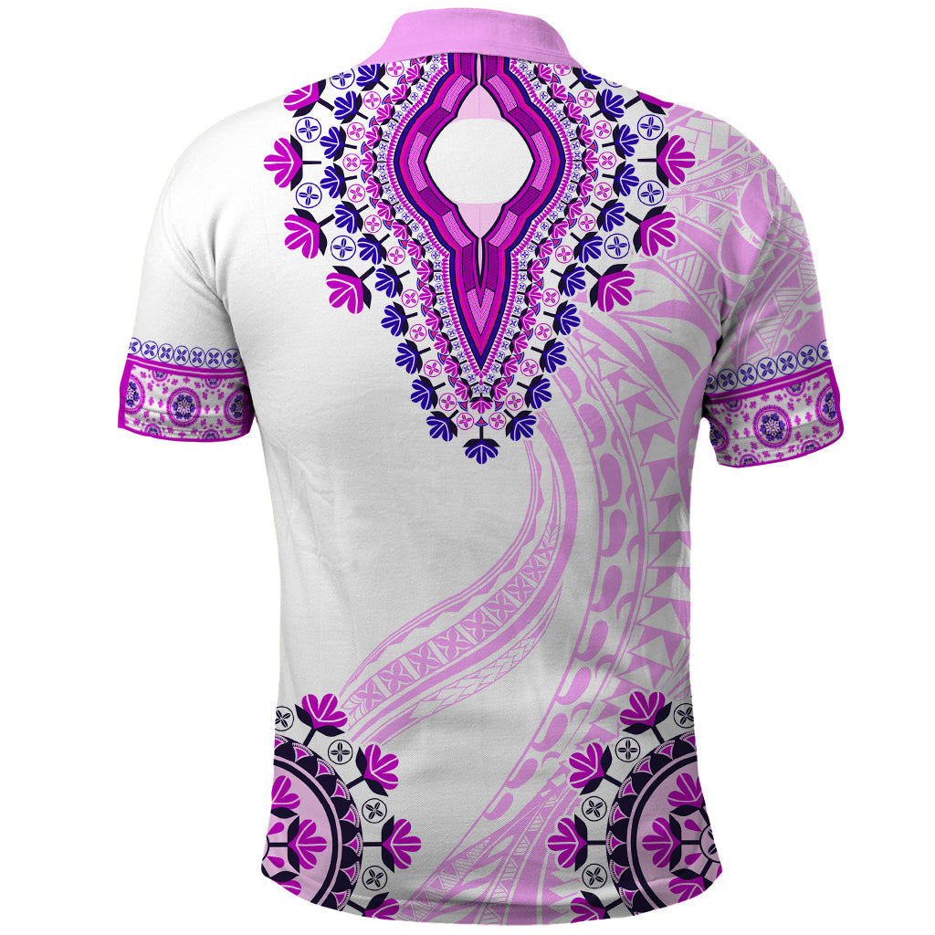 Africa Dashiki Polo Shirt With Polynesian Pattern Pink Version LT05 - Polynesian Pride