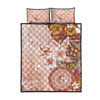 Tonga Ngatu Pattern With Light Tabasco Hibiscus Quilt Bed Set Oil Painting Style LT05 - Polynesian Pride