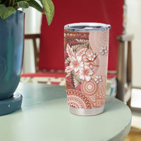 Tonga Ngatu Pattern With Light Tabasco Hibiscus Tumbler Cup Oil Painting Style