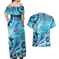Polynesia World Ocean Day Couples Matching Off Shoulder Maxi Dress and Hawaiian Shirt Ocean Style