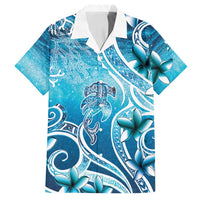 Polynesia World Ocean Day Family Matching Off Shoulder Maxi Dress and Hawaiian Shirt Ocean Style LT05 Dad's Shirt - Short Sleeve Blue - Polynesian Pride