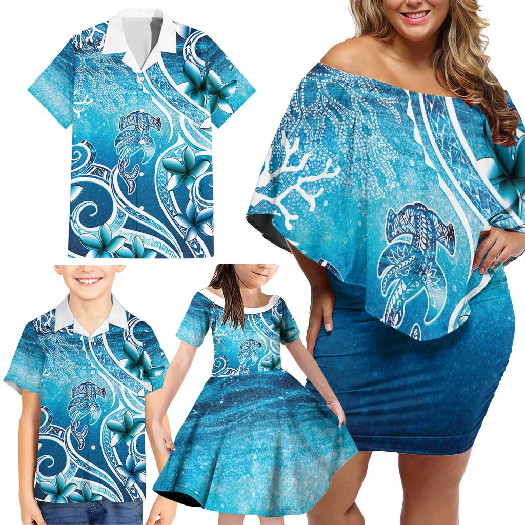 Polynesia World Ocean Day Family Matching Off Shoulder Short Dress and Hawaiian Shirt Ocean Style LT05 - Polynesian Pride
