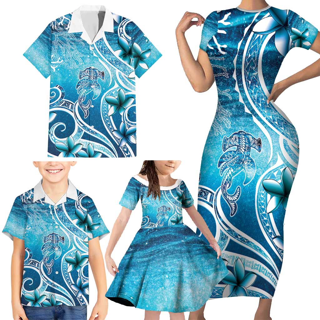 Polynesia World Ocean Day Family Matching Short Sleeve Bodycon Dress and Hawaiian Shirt Ocean Style LT05 - Polynesian Pride