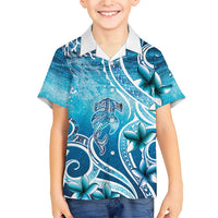 Polynesia World Ocean Day Family Matching Short Sleeve Bodycon Dress and Hawaiian Shirt Ocean Style