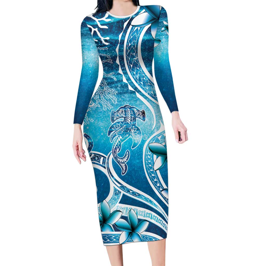 Polynesia World Ocean Day Long Sleeve Bodycon Dress Ocean Style