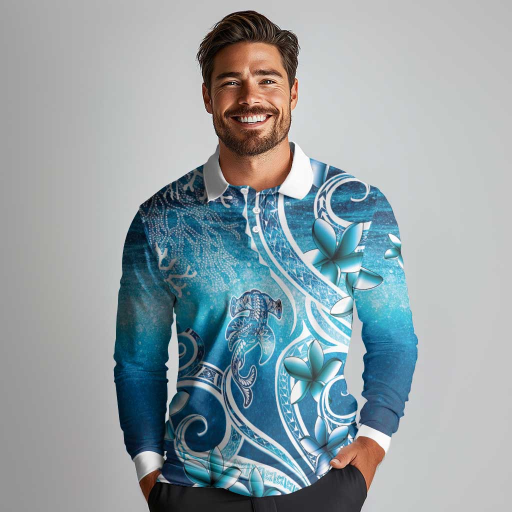Polynesia World Ocean Day Long Sleeve Polo Shirt Ocean Style
