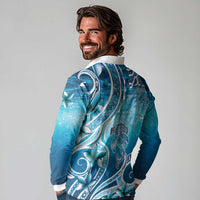 Polynesia World Ocean Day Long Sleeve Polo Shirt Ocean Style