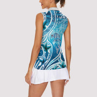 Polynesia World Ocean Day Women Sleeveless Polo Shirt Ocean Style