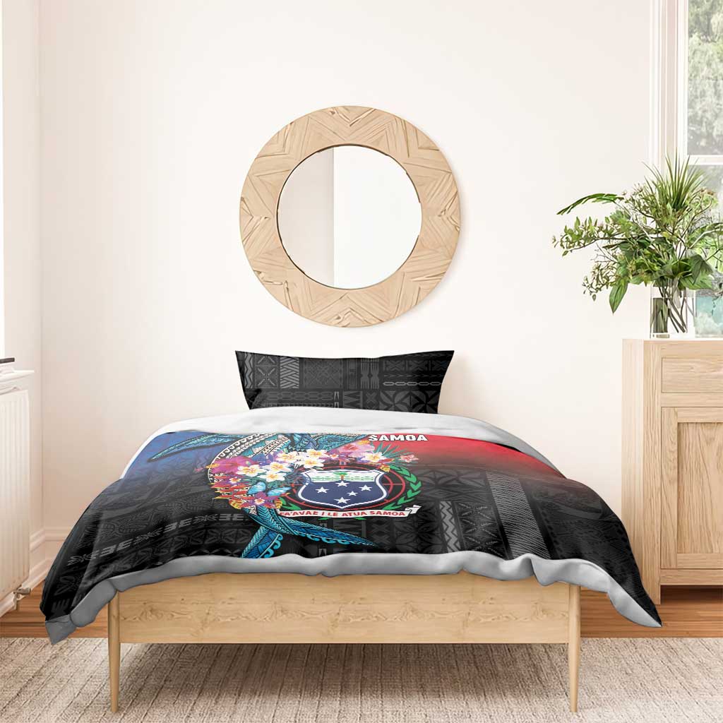 Samoa Bedding Set Humpback Whale Siapo Pattern