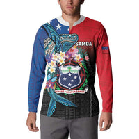 Samoa Button Sweatshirt Humpback Whale Siapo Pattern