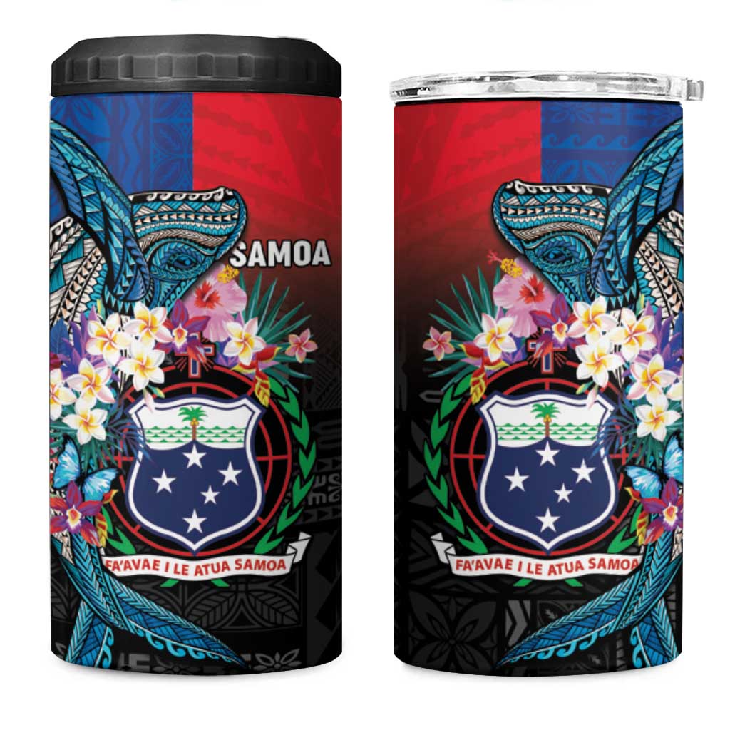 Samoa 4 in 1 Can Cooler Tumbler Humpback Whale Siapo Pattern