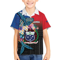Samoa Kid Hawaiian Shirt Humpback Whale Siapo Pattern