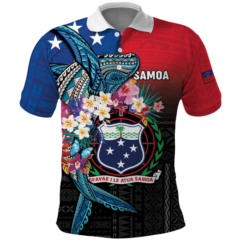 Samoa Polo Shirt Humpback Whale Siapo Pattern