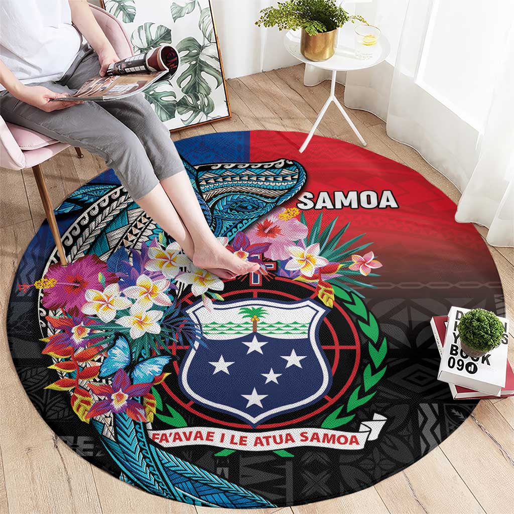 Samoa Round Carpet Humpback Whale Siapo Pattern