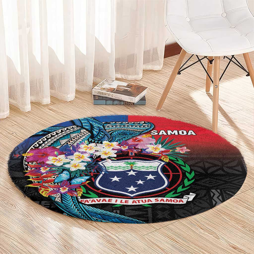 Samoa Round Carpet Humpback Whale Siapo Pattern