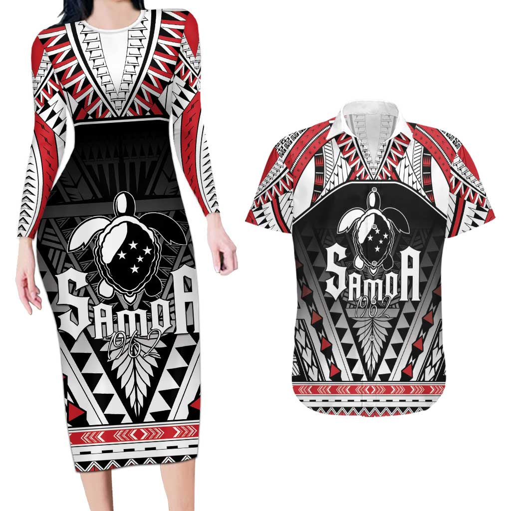 Samoa Independence Day Couples Matching Long Sleeve Bodycon Dress and Hawaiian Shirt Proud To Be Samoan