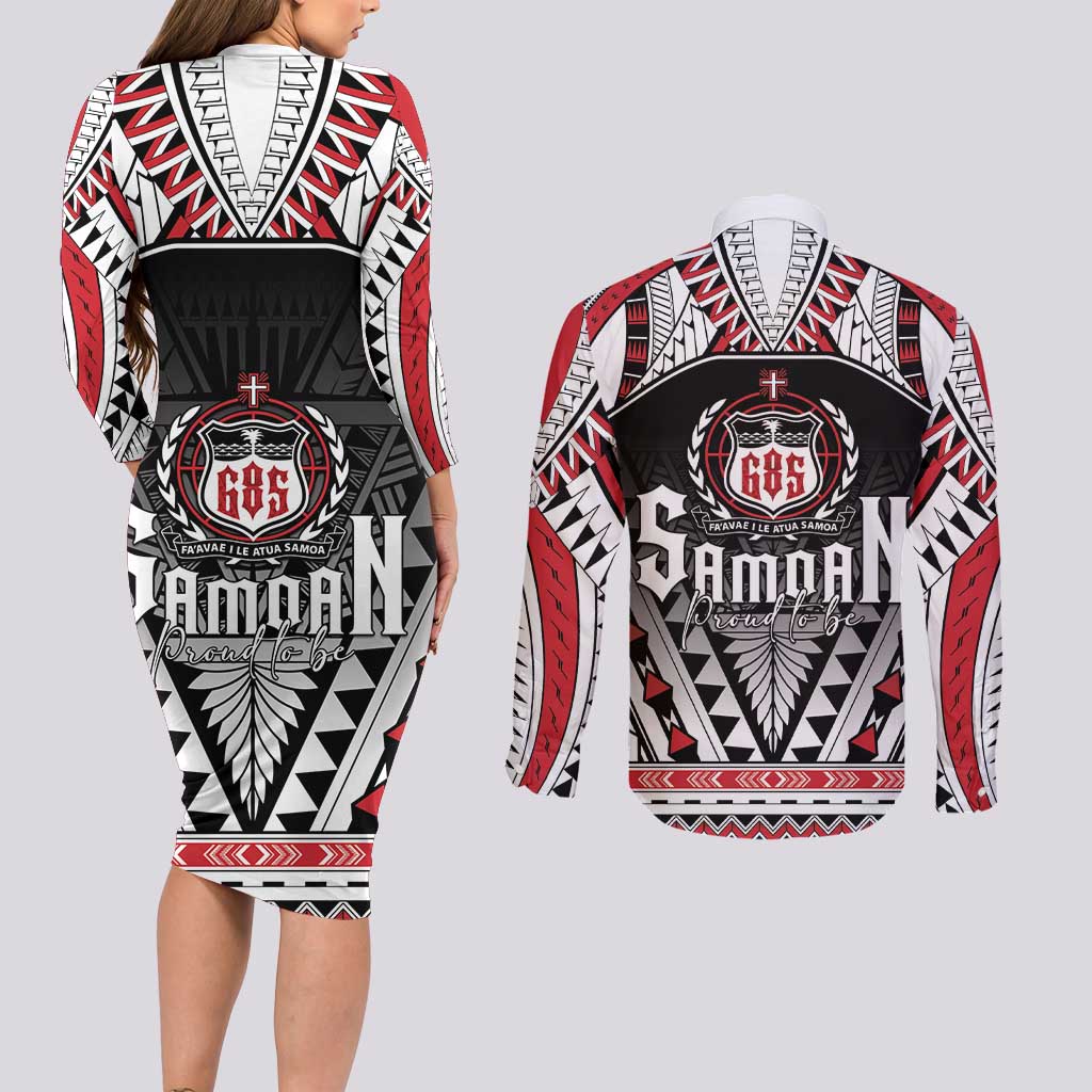 Samoa Independence Day Couples Matching Long Sleeve Bodycon Dress and Long Sleeve Button Shirt Proud To Be Samoan