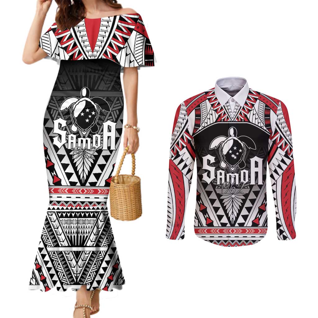 Samoa Independence Day Couples Matching Mermaid Dress and Long Sleeve Button Shirt Proud To Be Samoan
