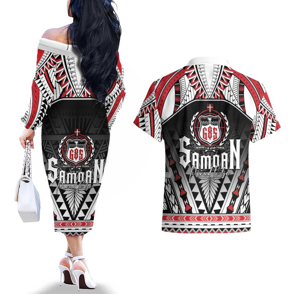 Samoa Independence Day Couples Matching Off The Shoulder Long Sleeve Dress and Hawaiian Shirt Proud To Be Samoan