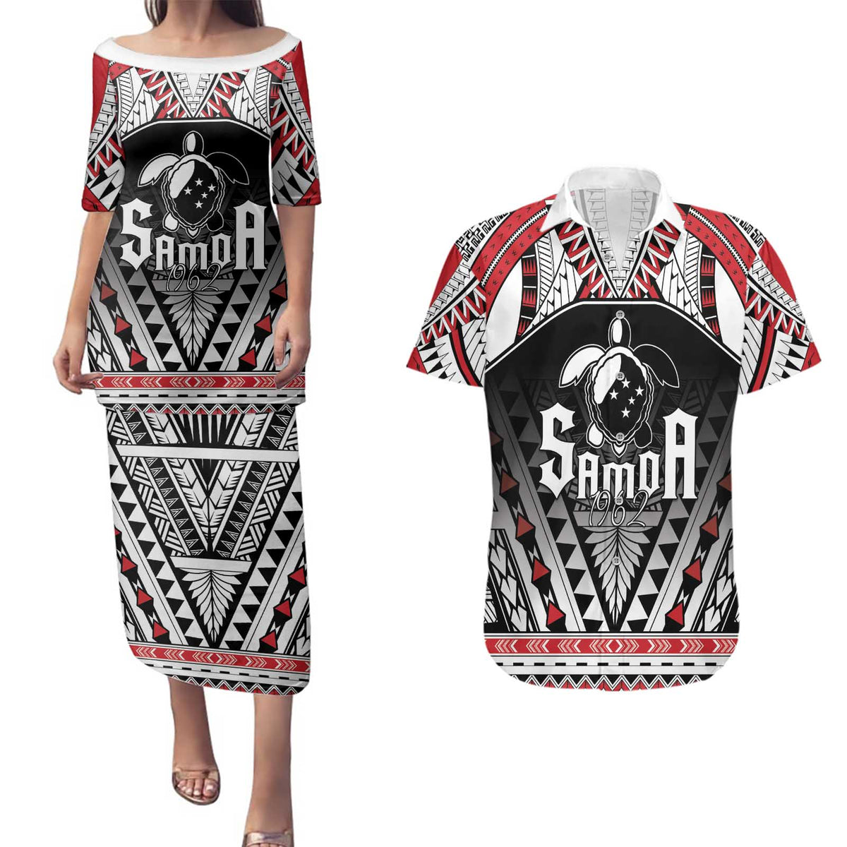 Samoa Independence Day Couples Matching Puletasi and Hawaiian Shirt Proud To Be Samoan