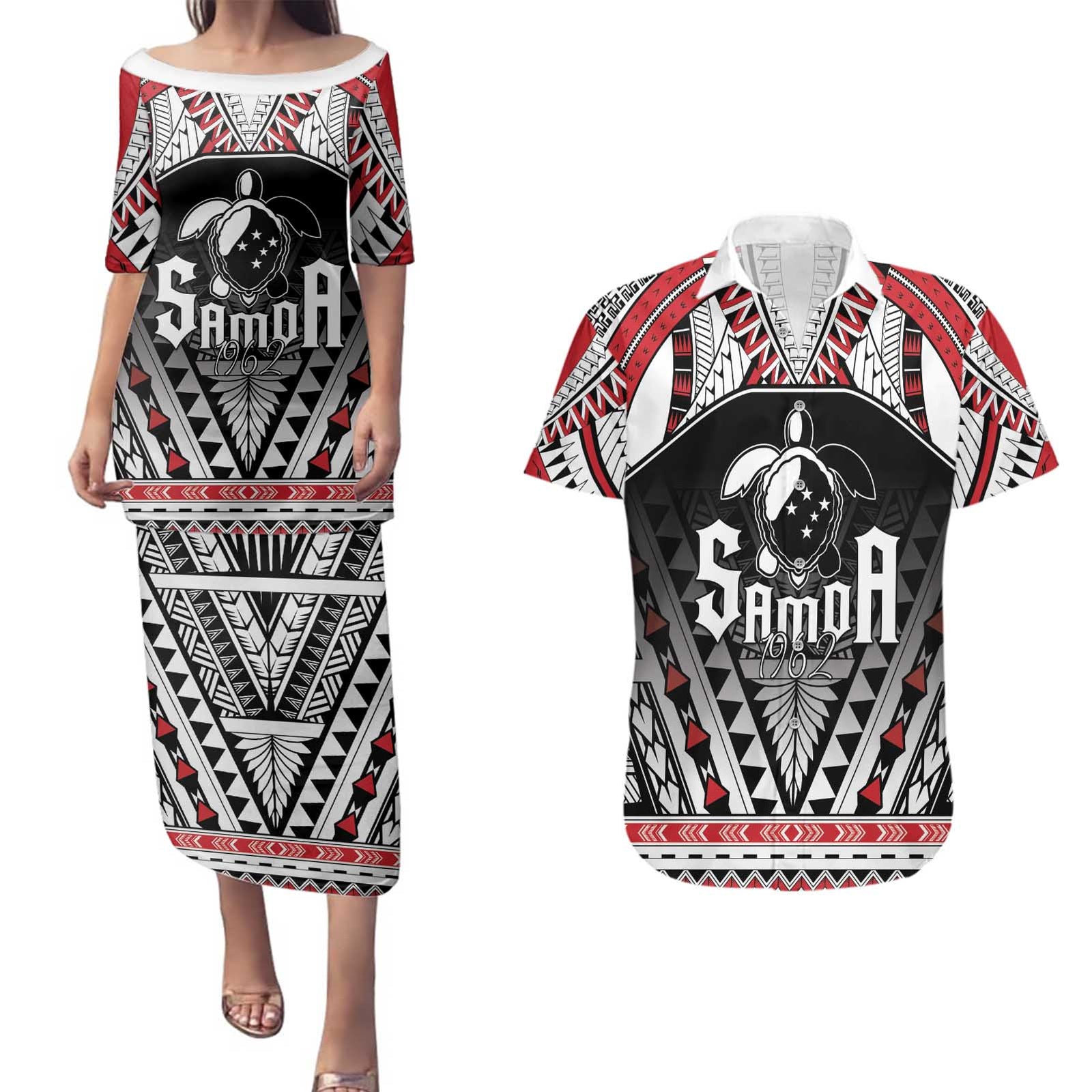 Samoa Independence Day Couples Matching Puletasi and Hawaiian Shirt Proud To Be Samoan