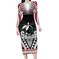 Samoa Independence Day Family Matching Long Sleeve Bodycon Dress and Hawaiian Shirt Proud To Be Samoan LT05 Mom's Dress Black - Polynesian Pride