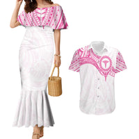 Personalised New Zealand Aotearoa Couples Matching Mermaid Dress and Hawaiian Shirt Nurse Tribal Pink Version LT05 Pink - Polynesian Pride