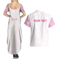 Personalised New Zealand Aotearoa Couples Matching Summer Maxi Dress and Hawaiian Shirt Nurse Tribal Pink Version LT05 - Polynesian Pride